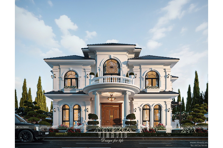 Biệt thự tân cổ điển 2 tầng mặt tiền 17mx11m 5 phòng ngủ BT2443