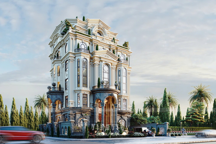 Thiết kế biệt thự Tân Cổ Điển Châu Âu 6 Tầng 1 hầm 300m2 BT2442