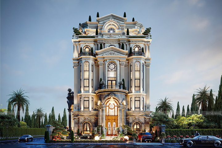 Thiết kế biệt thự Tân Cổ Điển Châu Âu 6 Tầng 1 hầm 300m2 BT2442
