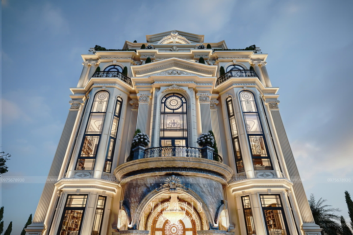 Thiết kế biệt thự Tân Cổ Điển Châu Âu 6 Tầng 1 hầm 300m2 BT2442