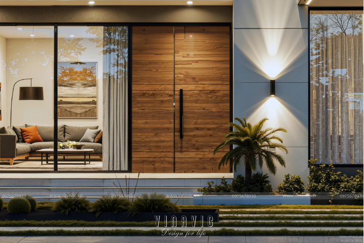 Mẫu biệt thự mái bằng 2 tầng hiện đại 3 phòng ngủ 11x14m BT2445