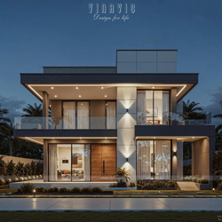 Mẫu biệt thự mái bằng 2 tầng hiện đại 3 phòng ngủ 11x14m BT2445