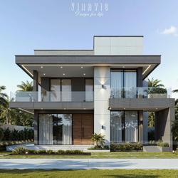 Mẫu biệt thự mái bằng 2 tầng hiện đại 3 phòng ngủ 11x14m BT2445