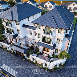 Mẫu biệt thự song lập 3 tầng phong cách Tân Cổ Điển đẳng cấp BT2416