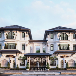 Mẫu biệt thự song lập 3 tầng phong cách Tân Cổ Điển đẳng cấp BT2416