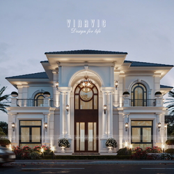 Thiết kế biệt thự 2 tầng tân cổ điển đẹp mái nhật 17x12m BT2444