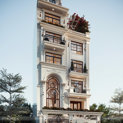 Mẫu thiết kế nhà phố đẹp 6 tầng phong cách tân cổ điển 9x15m NP2360