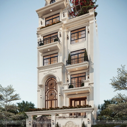 Mẫu thiết kế nhà phố đẹp 6 tầng phong cách tân cổ điển 9x15m NP2360