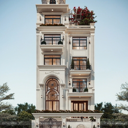 Mẫu thiết kế nhà phố đẹp 6 tầng phong cách tân cổ điển 9x15m NP2360