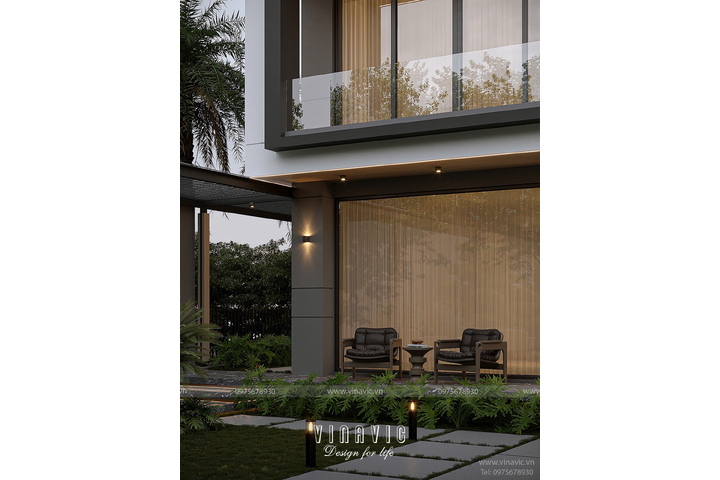 Biệt thự hiện đại 3 tầng mái bằng trên sườn đồi dốc 9x14m BT2447