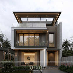 Biệt thự hiện đại 3 tầng mái bằng trên sườn đồi dốc 9x14m BT2447