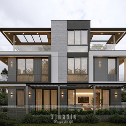 Biệt thự hiện đại 3 tầng mái bằng trên sườn đồi dốc 9x14m BT2447