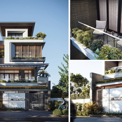 Mẫu thiết kế biệt thự 1 trệt 3 lầu hiện đại 187m2 (8.5mx22m) BT2448