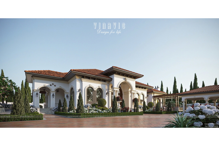 Mẫu biệt thự địa trung hải 1 tầng 3 phòng ngủ 228m2 (19x12m) BT2449