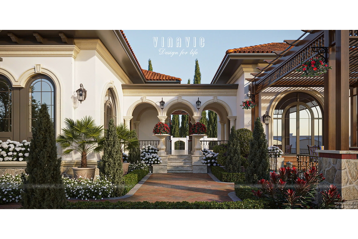 Mẫu biệt thự địa trung hải 1 tầng 3 phòng ngủ 228m2 (19x12m) BT2449