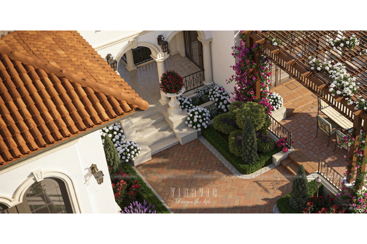 Mẫu biệt thự địa trung hải 1 tầng 3 phòng ngủ 228m2 (19x12m) BT2449