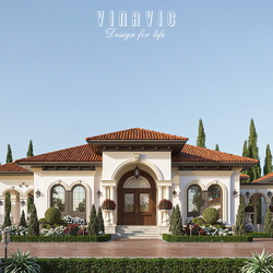 Mẫu biệt thự địa trung hải 1 tầng 3 phòng ngủ 228m2 (19x12m) BT2449