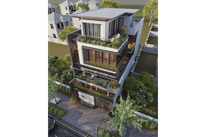 Mẫu thiết kế biệt thự 1 trệt 3 lầu hiện đại 187m2 (8.5mx22m) BT2448