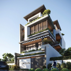 Mẫu thiết kế biệt thự 1 trệt 3 lầu hiện đại 187m2 (8.5mx22m) BT2448