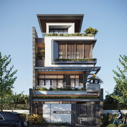 Mẫu thiết kế biệt thự 1 trệt 3 lầu hiện đại 187m2 (8.5mx22m) BT2448