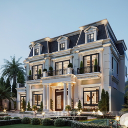 Mẫu biệt thự 2 tầng tân cổ điển mái Mansard 228m2 (19x12m) BT2450