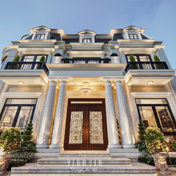 Mẫu biệt thự 2 tầng tân cổ điển mái Mansard 228m2 (19x12m) BT2450