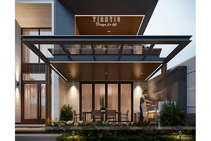 Thiết kế nhà biệt thự kết hợp kinh doanh showroom 3 tầng 10x30m BT2451