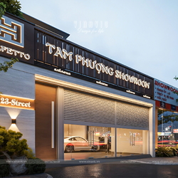 Thiết kế nhà biệt thự kết hợp kinh doanh showroom 3 tầng 10x30m BT2451