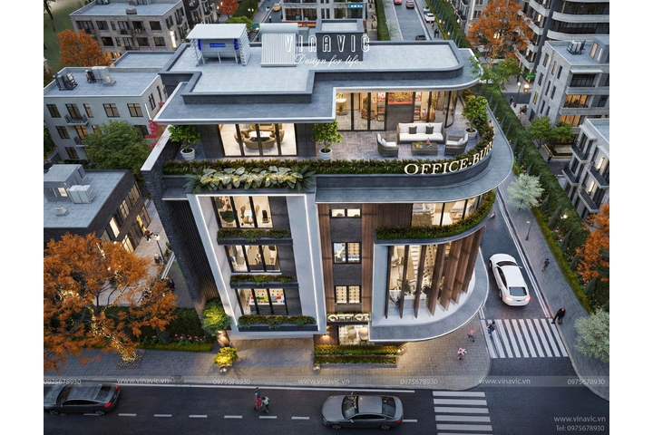 Mẫu nhà phố 5 tầng góc 2 mặt tiền vừa ở kinh doanh 8x15m NP2362