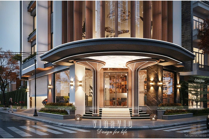 Mẫu nhà phố 5 tầng góc 2 mặt tiền vừa ở kinh doanh 8x15m NP2362