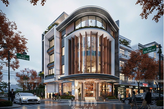 Mẫu nhà phố 5 tầng góc 2 mặt tiền vừa ở kinh doanh 8x15m NP2362