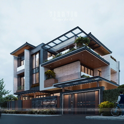 Thiết kế biệt thự hiện đại 3 tầng 4 phòng ngủ 130m2 (13x10m) BT2452