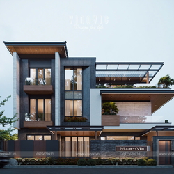 Thiết kế biệt thự hiện đại 3 tầng 4 phòng ngủ 130m2 (13x10m) BT2452