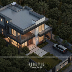 Mẫu biệt thự mái bằng 2 tầng hiện đại 3 phòng ngủ 11x14m BT2445