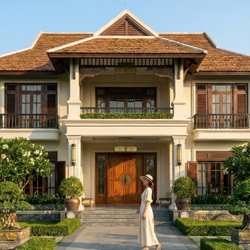 Mẫu nhà vườn phong cách Indochine Đông Dương 20x20m BT2455