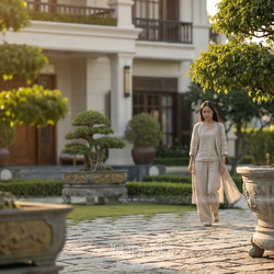 Mẫu nhà vườn phong cách Indochine Đông Dương 20x20m BT2455