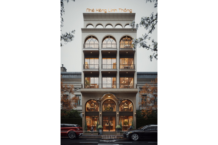 Thiết kế nhà hàng 6 tầng phong cách Neo-Classic sang trọng 10x25m BT2457