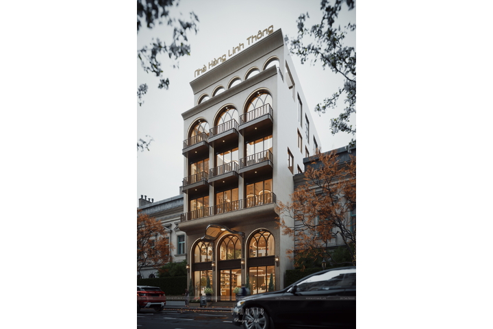 Thiết kế nhà hàng 6 tầng phong cách Neo-Classic sang trọng 10x25m BT2457