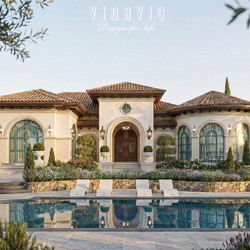 Mẫu Villa 1 tầng phong cách Địa Trung Hải 22m x 14m BT2456