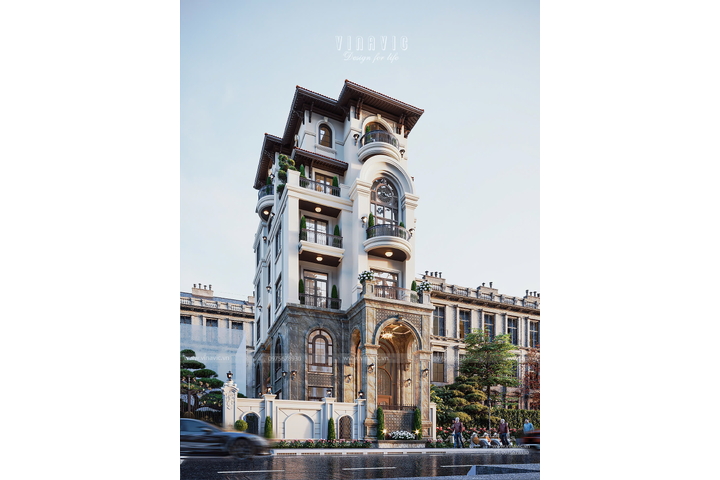 Thiết kế biệt thự phố tân cổ điển 5 tầng 1 tum 9x19m BT2458