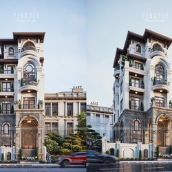 Thiết kế biệt thự phố tân cổ điển 5 tầng 1 tum 9x19m BT2458