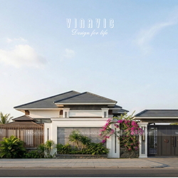 Thiết kế nhà mái nhật hiện đại 1 tầng 4 phòng ngủ 9x19m NP2364