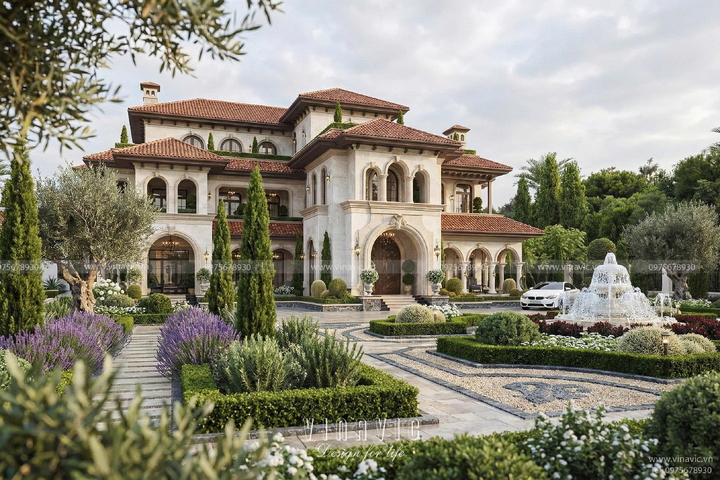 Mẫu thiết kế biệt thự Địa Trung Hải 2 tầng 1 trệt 20x18m BT2458