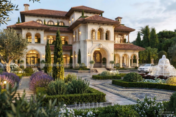 Mẫu thiết kế biệt thự Địa Trung Hải 2 tầng 1 trệt 20x18m BT2458