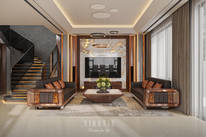 Nội thất hiện đại biệt thự 2 tầng 9x16m (CĐT Mrs Tình - Phú Thọ) NT2363