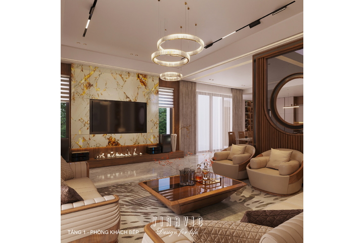 Thiết kế nội thất hiện đại biệt thự 2 tầng 14x16m (CĐT Mr Nhớ - Nghệ An) NT2364