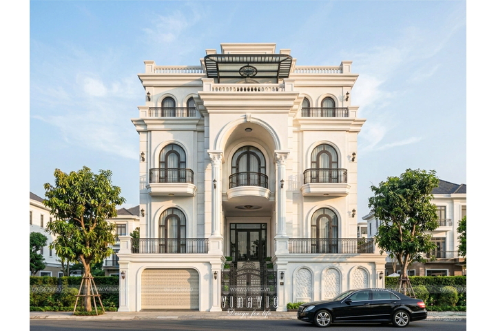 Mẫu thiết kế biệt thự tân cổ điển 3 tầng 1 trệt 168m2 (14x12m) BT2459