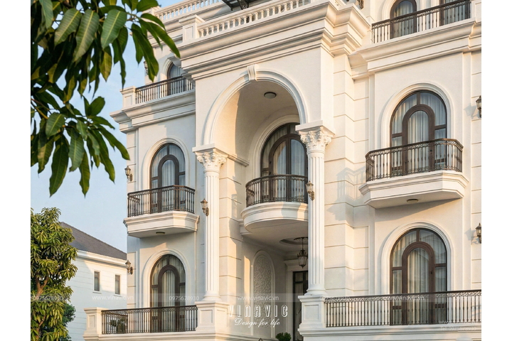 Mẫu thiết kế biệt thự tân cổ điển 3 tầng 1 trệt 168m2 (14x12m) BT2459