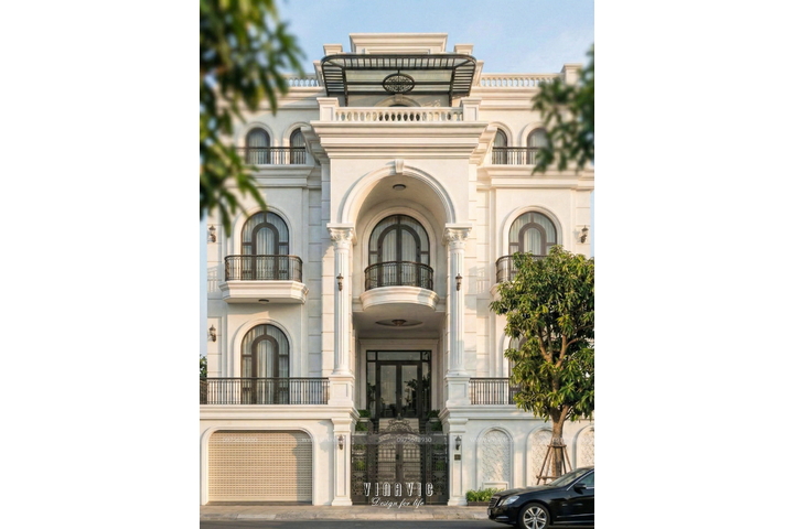 Mẫu thiết kế biệt thự tân cổ điển 3 tầng 1 trệt 168m2 (14x12m) BT2459