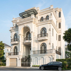 Mẫu thiết kế biệt thự tân cổ điển 3 tầng 1 trệt 168m2 (14x12m) BT2459